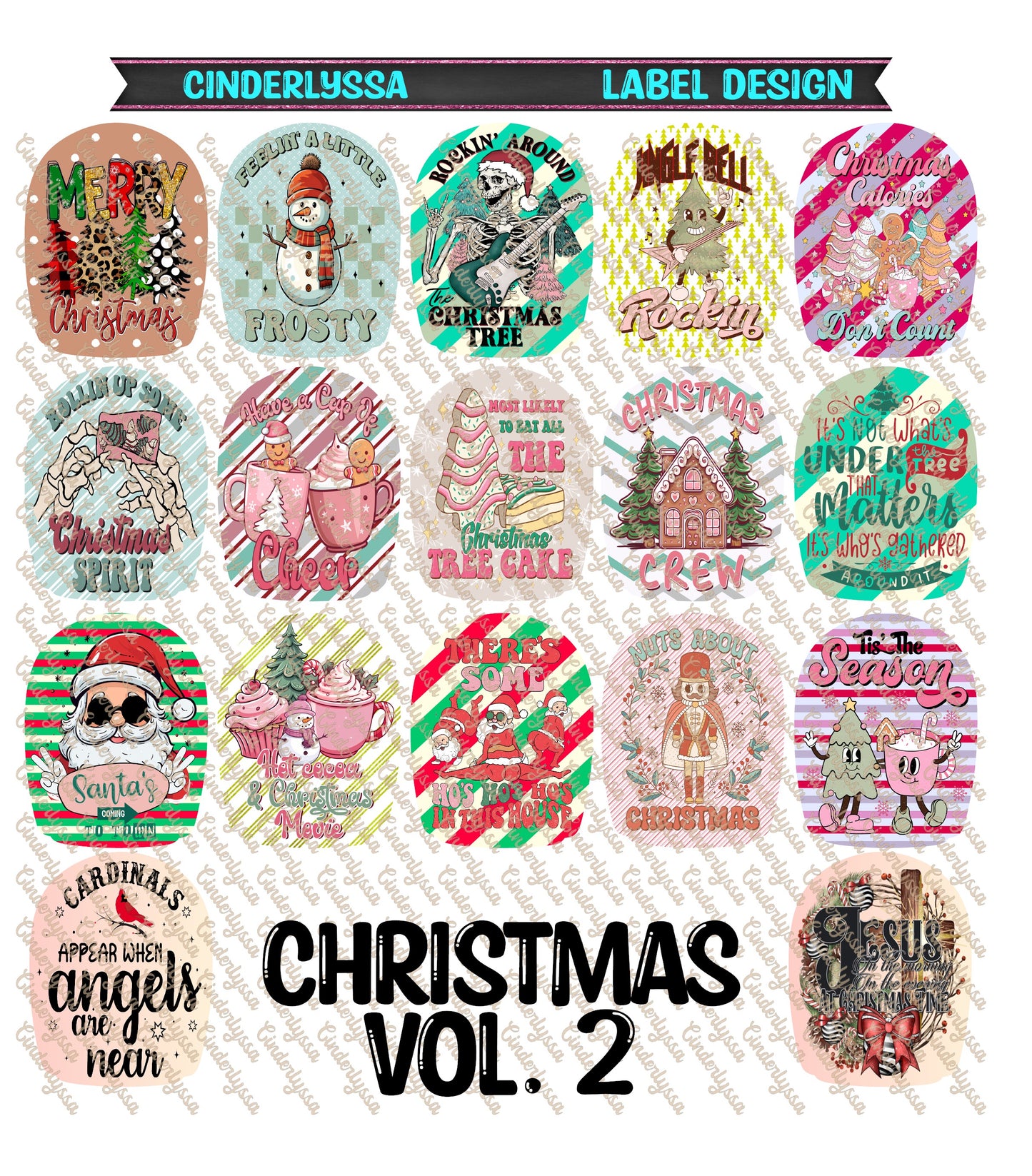 Label Design: Christmas Vol. 2 Cardstock Silicone Mold, Aroma Bead Molds, Car Freshies, Premium Cardstock Images