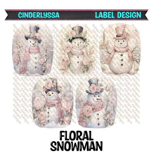 Label Design: Floral Snowman Cardstock Silicone Mold, Aroma Bead Molds, Car Freshies, Premium Cardstock Images