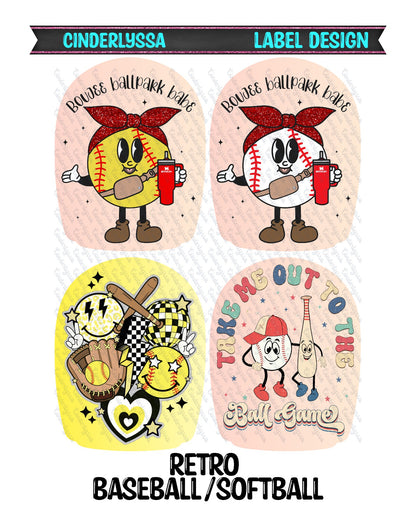 Label Design: Retro Baseball/Softball Cardstock Silicone Mold, Aroma Bead Molds, Car Freshies, Premium Cardstock Images