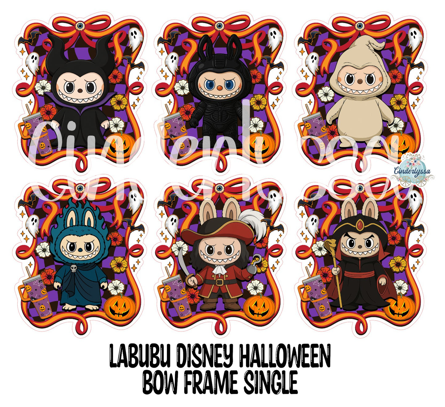 Labubu Halloween Bow Frame Single Cardstock Silicone Mold, Aroma Bead Molds, Premium Cardstock Images