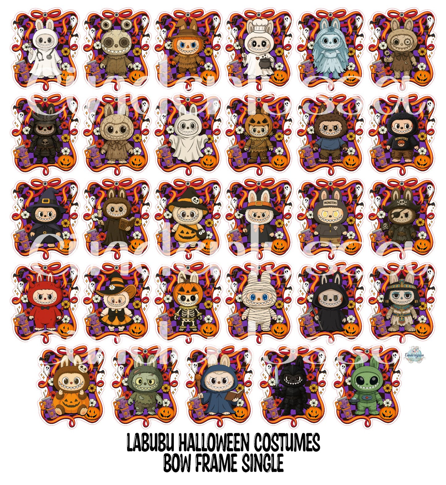 Labubu Halloween Bow Frame Single Cardstock Silicone Mold, Aroma Bead Molds, Premium Cardstock Images
