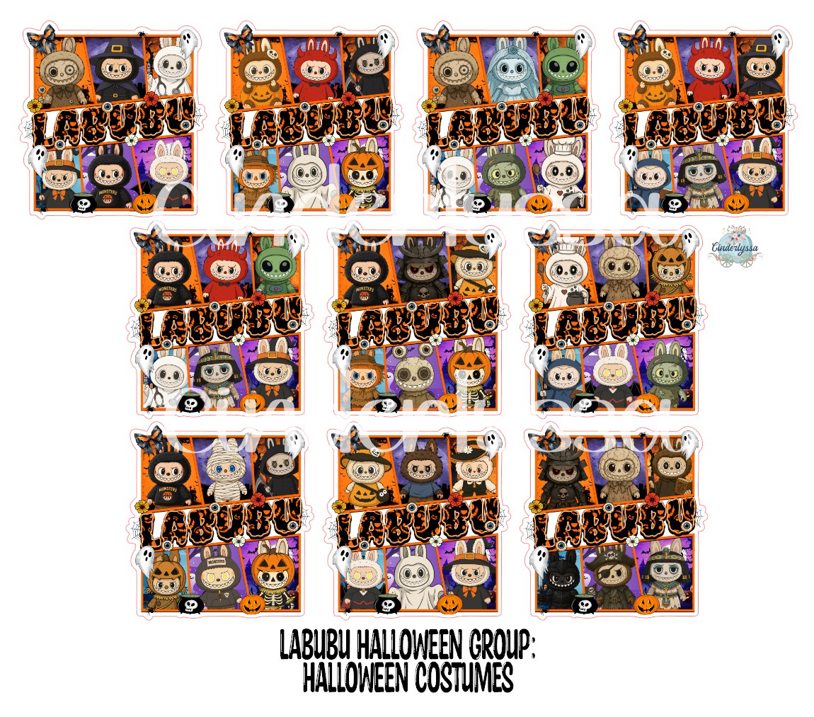 Labubu Halloween Group Cardstock Silicone Mold, Aroma Bead Molds, Premium Cardstock Images