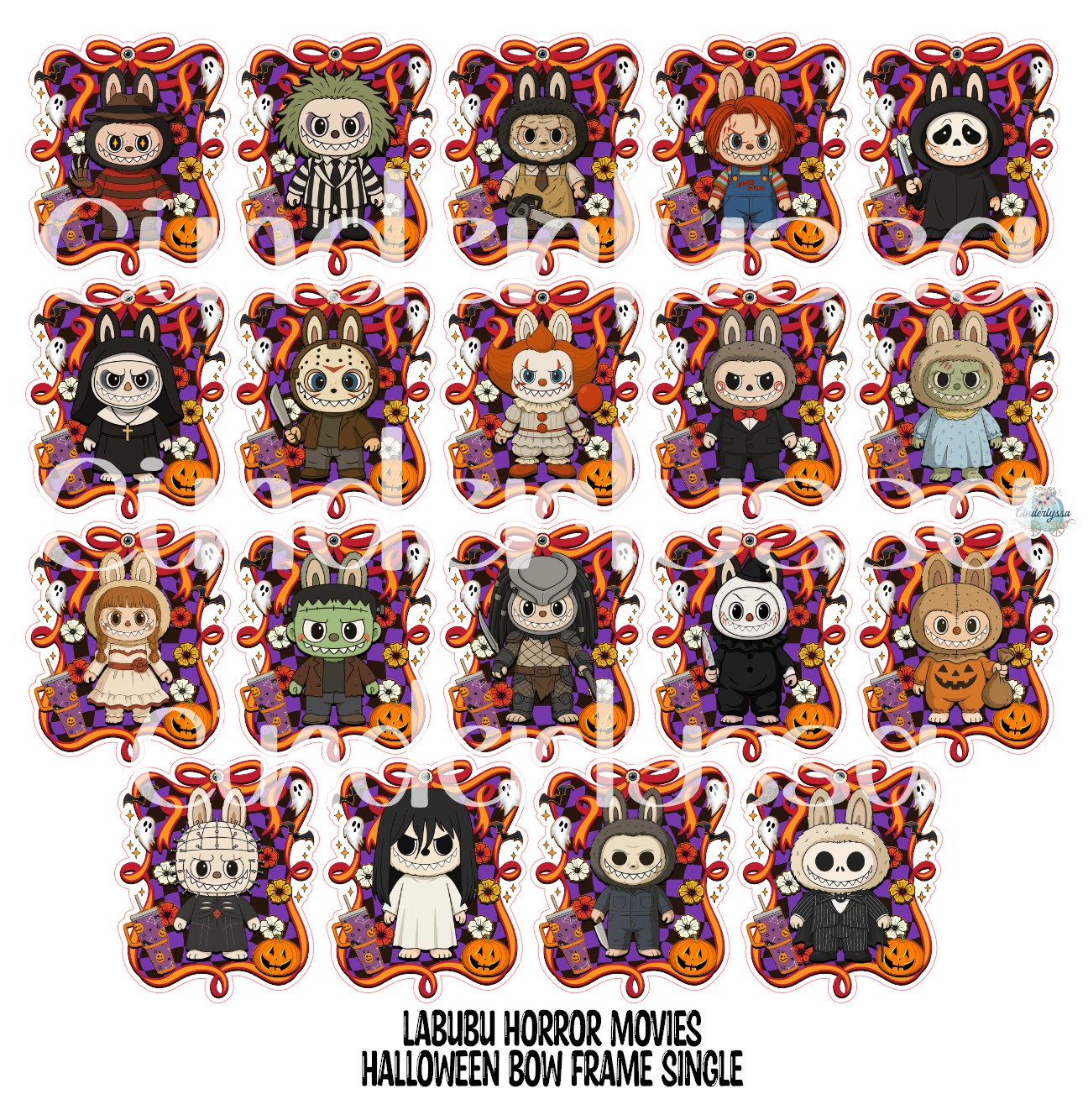 Labubu Halloween Bow Frame Single Cardstock Silicone Mold, Aroma Bead Molds, Premium Cardstock Images