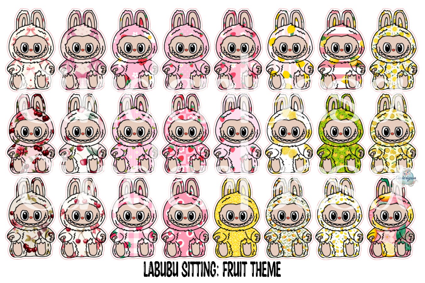 VENT CLIP: Labubu Sitting Chibi Two Cavity Small Vent Clip Size Cardstock Silicone Mold, Aroma Bead Molds, Premium Cardstock Images