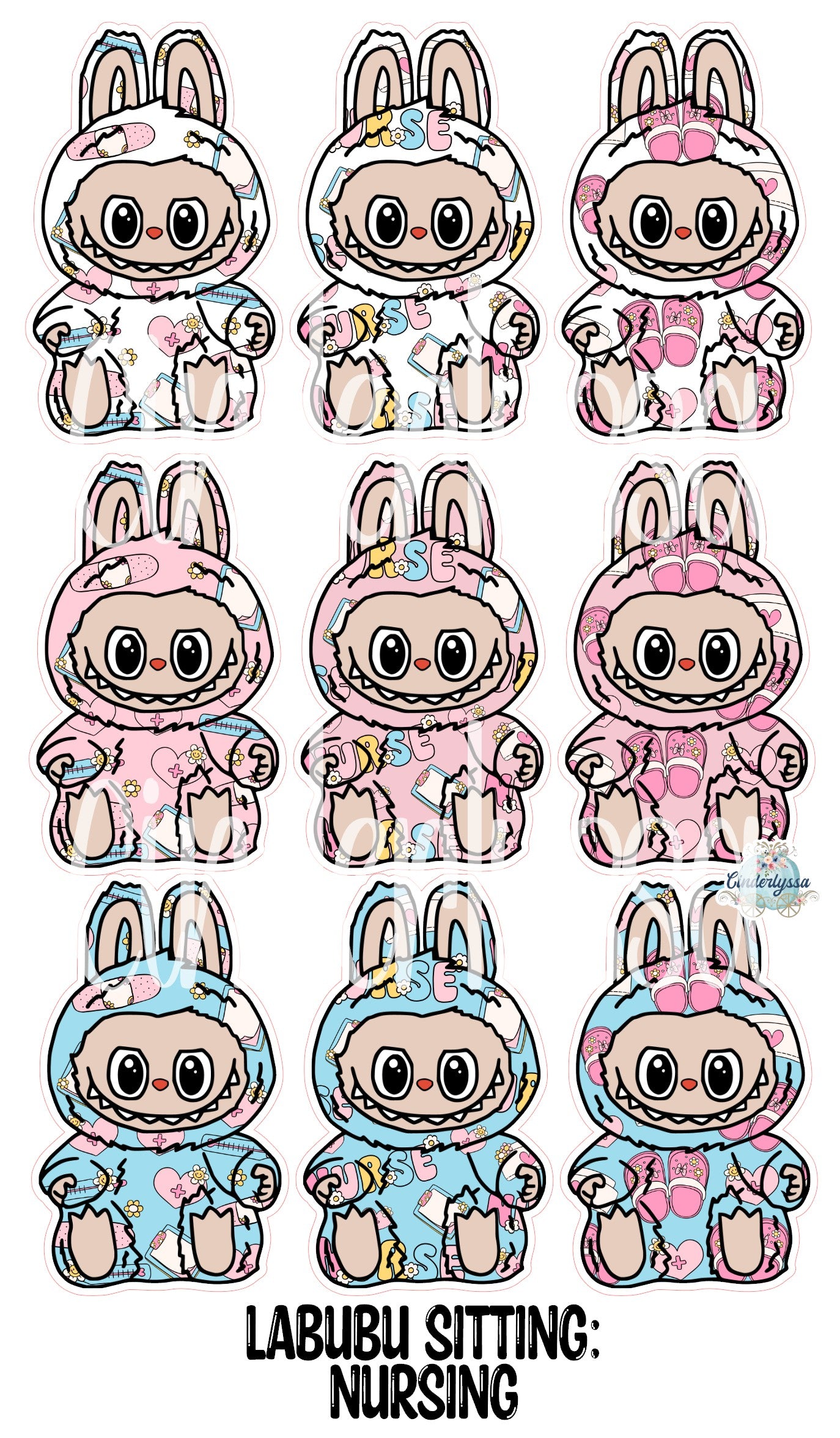 VENT CLIP: Labubu Sitting Chibi Two Cavity Small Vent Clip Size Cardstock Silicone Mold, Aroma Bead Molds, Premium Cardstock Images