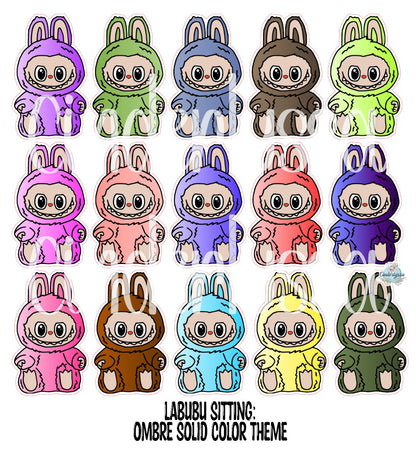 VENT CLIP: Labubu Sitting Chibi Two Cavity Small Vent Clip Size Cardstock Silicone Mold, Aroma Bead Molds, Premium Cardstock Images