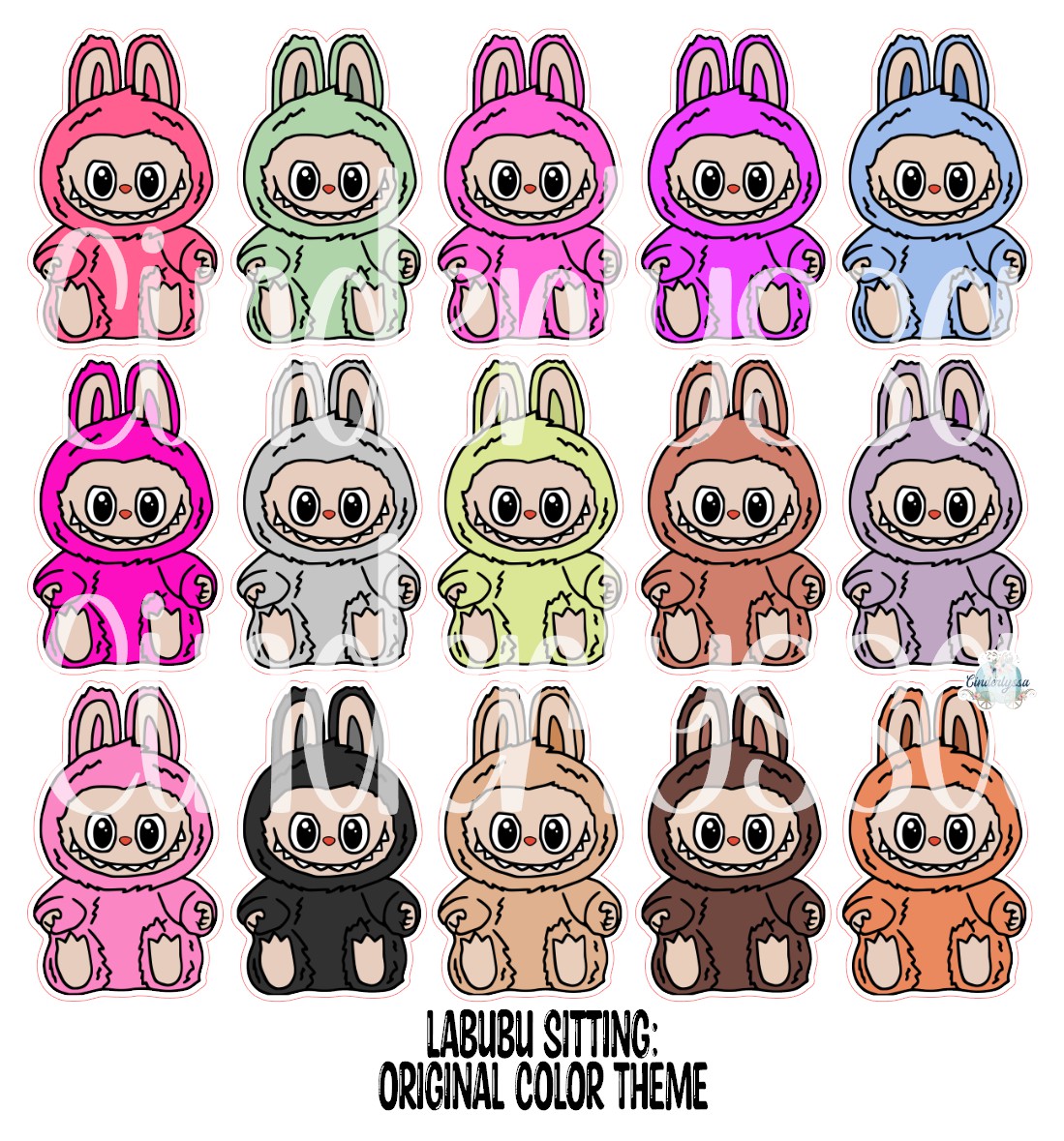 VENT CLIP: Labubu Sitting Chibi Two Cavity Small Vent Clip Size Cardstock Silicone Mold, Aroma Bead Molds, Premium Cardstock Images