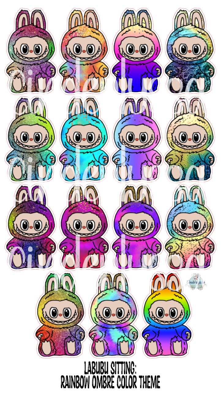 VENT CLIP: Labubu Sitting Chibi Two Cavity Small Vent Clip Size Cardstock Silicone Mold, Aroma Bead Molds, Premium Cardstock Images