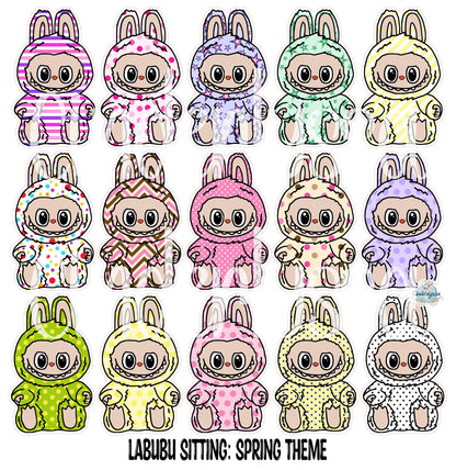 VENT CLIP: Labubu Sitting Chibi Two Cavity Small Vent Clip Size Cardstock Silicone Mold, Aroma Bead Molds, Premium Cardstock Images