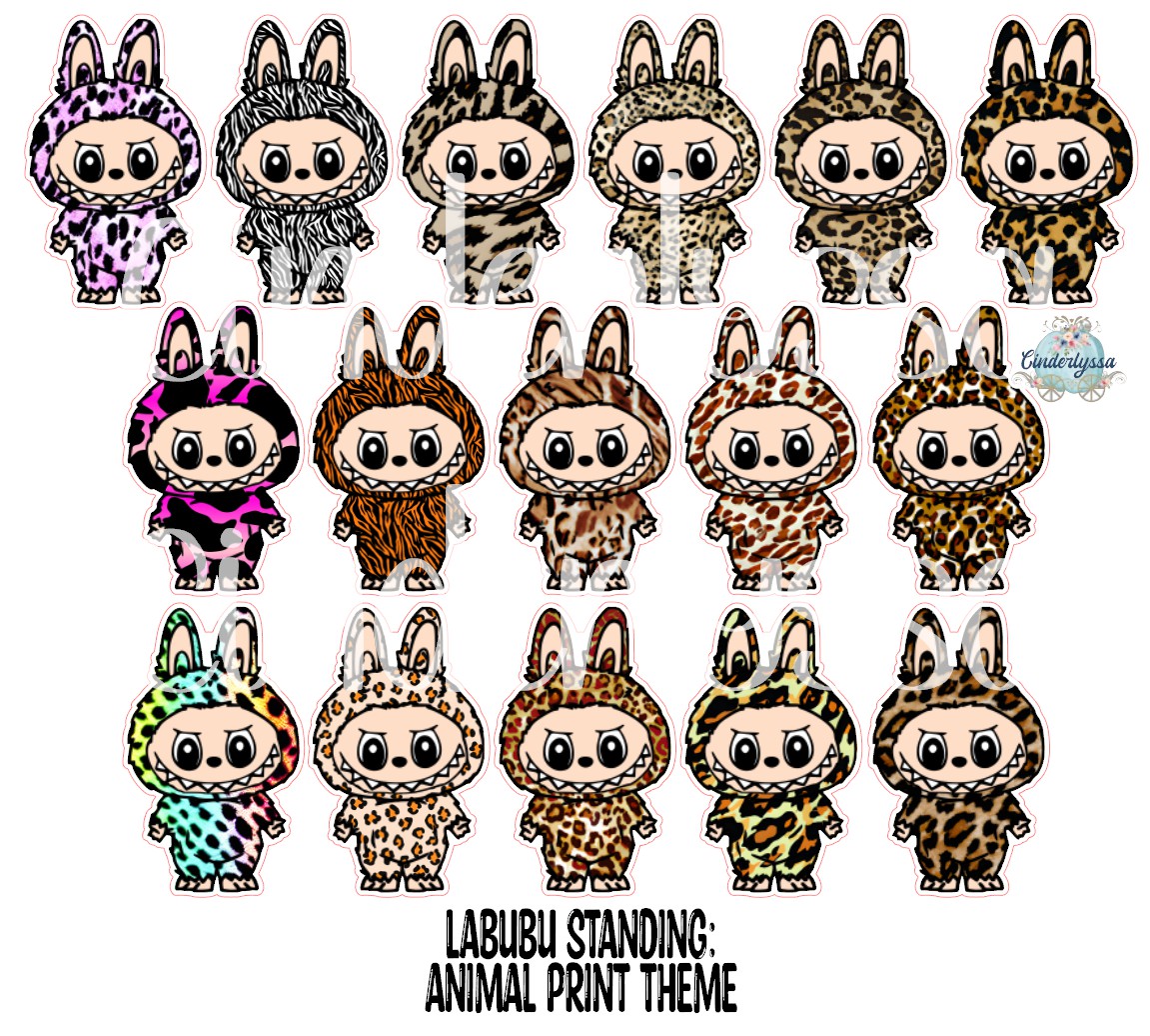 VENT CLIP: Labubu Standing Chibi Two Cavity Small Vent Clip Size Cardstock Silicone Mold, Aroma Bead Molds, Premium Cardstock Images