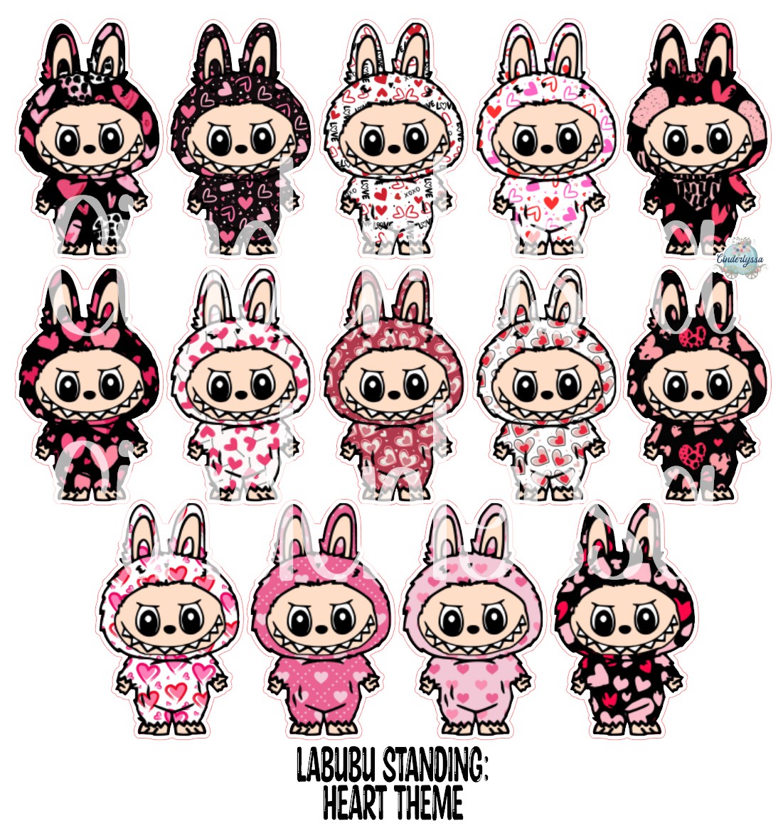 VENT CLIP: Labubu Standing Chibi Two Cavity Small Vent Clip Size Cardstock Silicone Mold, Aroma Bead Molds, Premium Cardstock Images