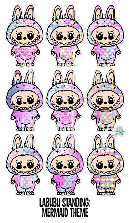 VENT CLIP: Labubu Standing Chibi Two Cavity Small Vent Clip Size Cardstock Silicone Mold, Aroma Bead Molds, Premium Cardstock Images