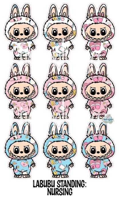 VENT CLIP: Labubu Standing Chibi Two Cavity Small Vent Clip Size Cardstock Silicone Mold, Aroma Bead Molds, Premium Cardstock Images