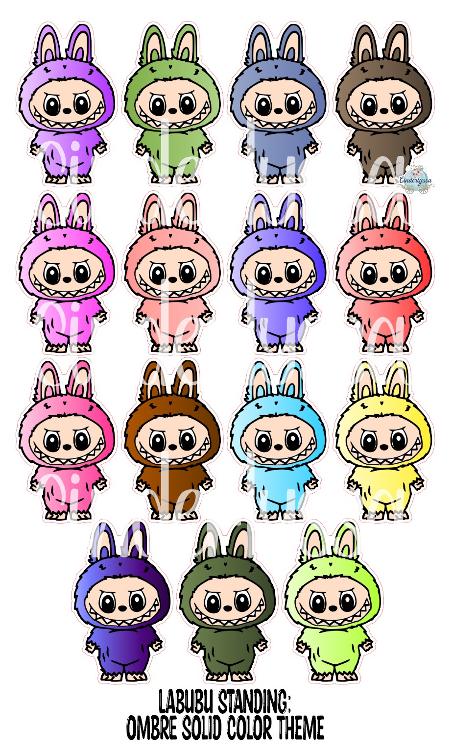 VENT CLIP: Labubu Standing Chibi Two Cavity Small Vent Clip Size Cardstock Silicone Mold, Aroma Bead Molds, Premium Cardstock Images