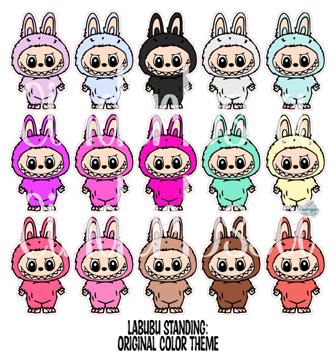 VENT CLIP: Labubu Standing Chibi Two Cavity Small Vent Clip Size Cardstock Silicone Mold, Aroma Bead Molds, Premium Cardstock Images