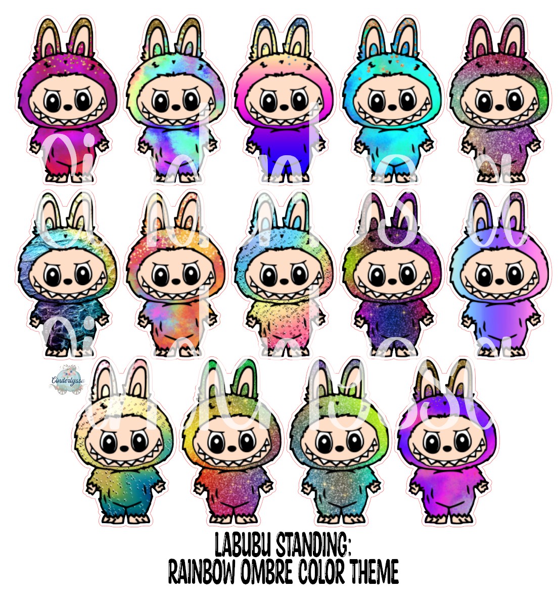 VENT CLIP: Labubu Standing Chibi Two Cavity Small Vent Clip Size Cardstock Silicone Mold, Aroma Bead Molds, Premium Cardstock Images