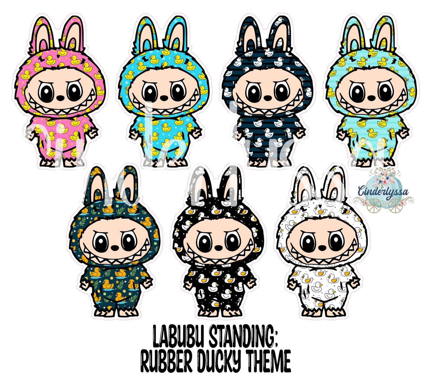 VENT CLIP: Labubu Standing Chibi Two Cavity Small Vent Clip Size Cardstock Silicone Mold, Aroma Bead Molds, Premium Cardstock Images