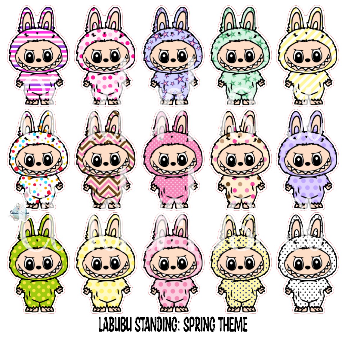 VENT CLIP: Labubu Standing Chibi Two Cavity Small Vent Clip Size Cardstock Silicone Mold, Aroma Bead Molds, Premium Cardstock Images