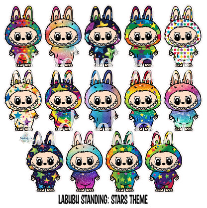 VENT CLIP: Labubu Standing Chibi Two Cavity Small Vent Clip Size Cardstock Silicone Mold, Aroma Bead Molds, Premium Cardstock Images