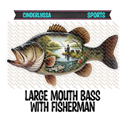 Large Mouth Bass With Fisherman Cardstock Silicone Mold, Aroma Bead Molds, Premium Cardstock Images