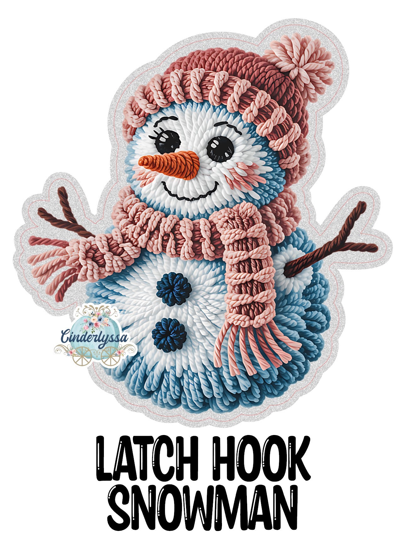 Latch Hook Snowman Cardstock Silicone Mold, Aroma Bead Molds, Car Freshies, Premium Cardstock Images