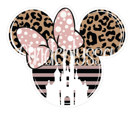 Leopard Minnie Head Silhouette With Castle Cardstock Silicone Mold, Aroma Bead Molds