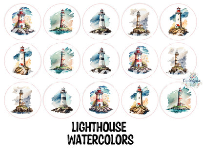 3.75 inch Round Lighthouse Watercolors for Cardstock Silicone Mold, for Aroma Bead Molds, Premium Cardstock Images