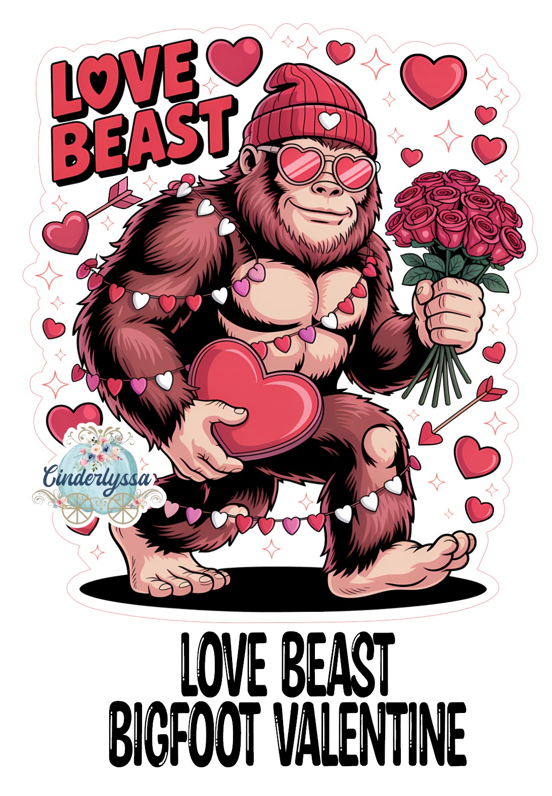 Love Beast Bigfoot Valentine Cardstock Silicone Mold, Aroma Bead Molds, Premium Cardstock Images