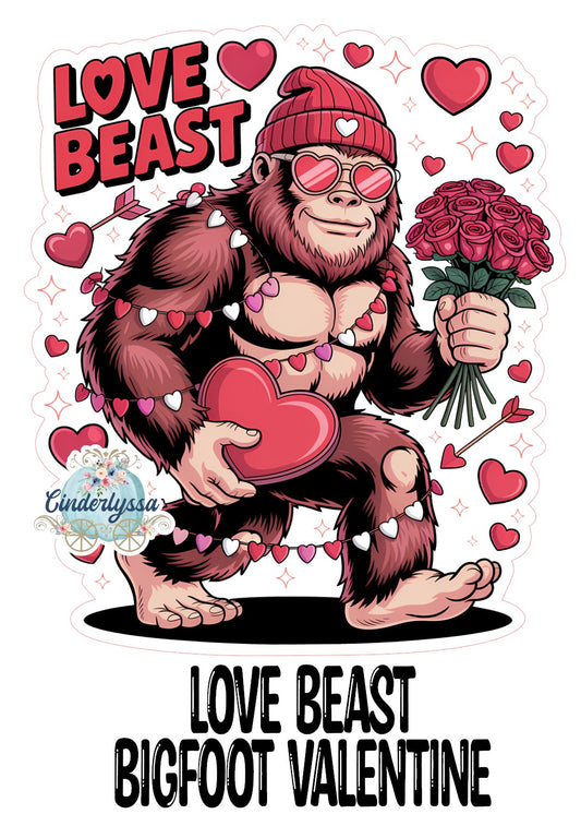Love Beast Bigfoot Valentine Cardstock Silicone Mold, Aroma Bead Molds, Premium Cardstock Images