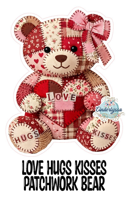 Love Hugs Kisses Patchwork Bear Cardstock Silicone Mold, Aroma Bead Molds, Premium Cardstock Images