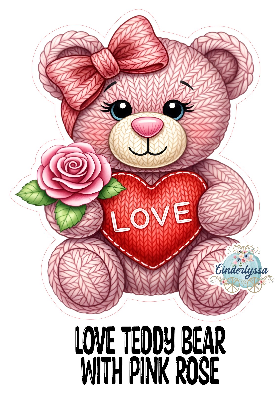 Love Teddy Bear With Pink Rose Cardstock Silicone Mold, Aroma Bead Molds, Premium Cardstock Images