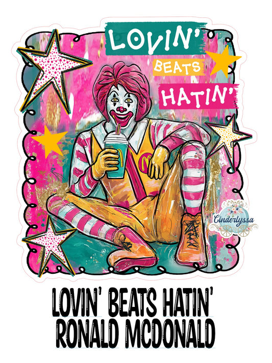 Lovin' Beats Hatin' Ronald McDonald Cardstock Silicone Mold, Aroma Bead Molds, Premium Cardstock Images