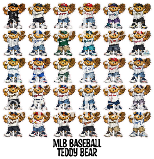 MLB Baseball Teddy Bear Cardstock Silicone Mold, Aroma Bead Molds, Car Freshies, Premium Cardstock Images