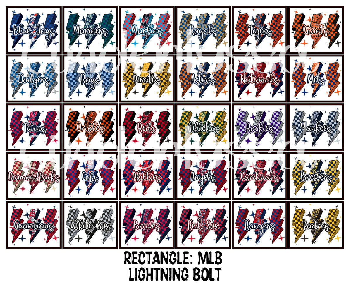 3x4 inch: MLB Lightning Bolt Theme Rectangle With .25 inch Curved Edge Cardstock/Picture Silicone Mold, Aroma Bead Molds