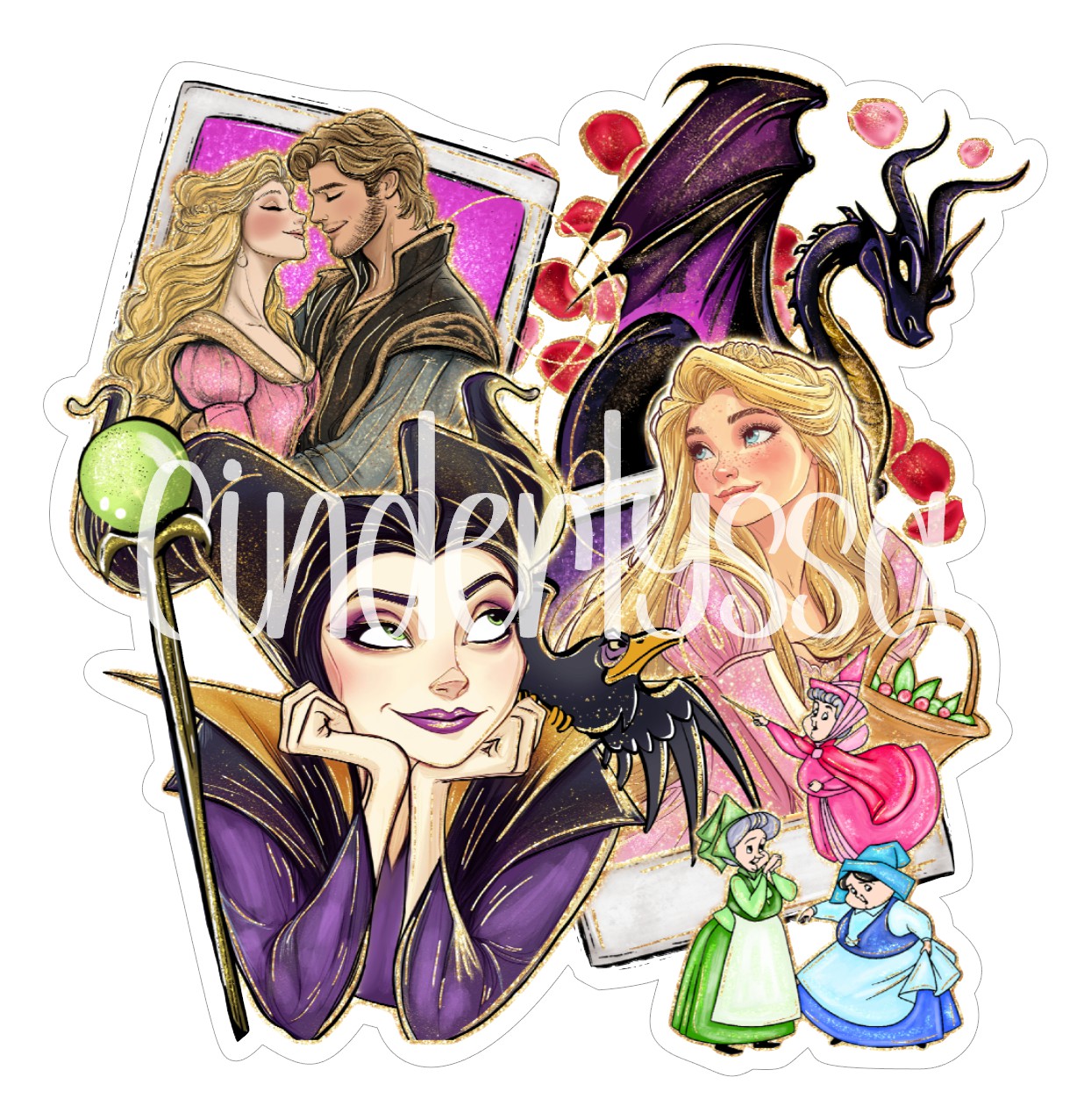 Maleficent Collage Cardstock Silicone Mold, Aroma Bead Molds, Premium Cardstock Images