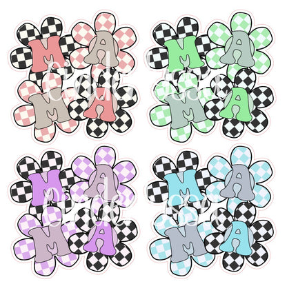 Mama Checkered Daisies Cardstock Silicone Mold, Aroma Bead Molds, Premium Cardstock Images