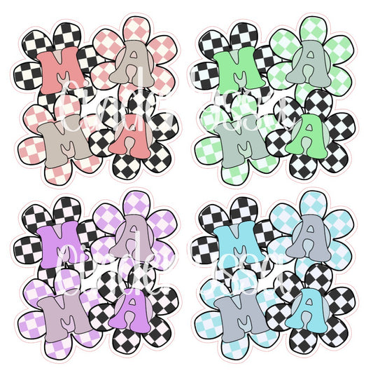 Mama Checkered Daisies Cardstock Silicone Mold, Aroma Bead Molds, Premium Cardstock Images