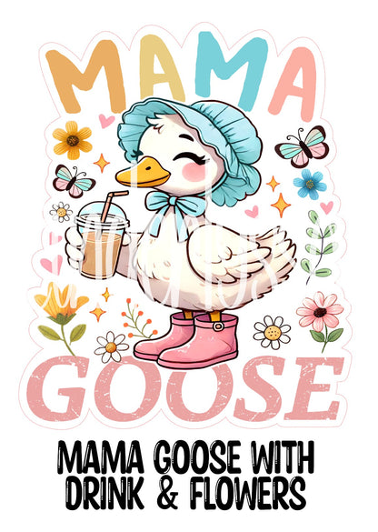 Mama Goose With Drink and Flowers Cardstock Silicone Mold, Aroma Bead Molds, Premium Cardstock Images