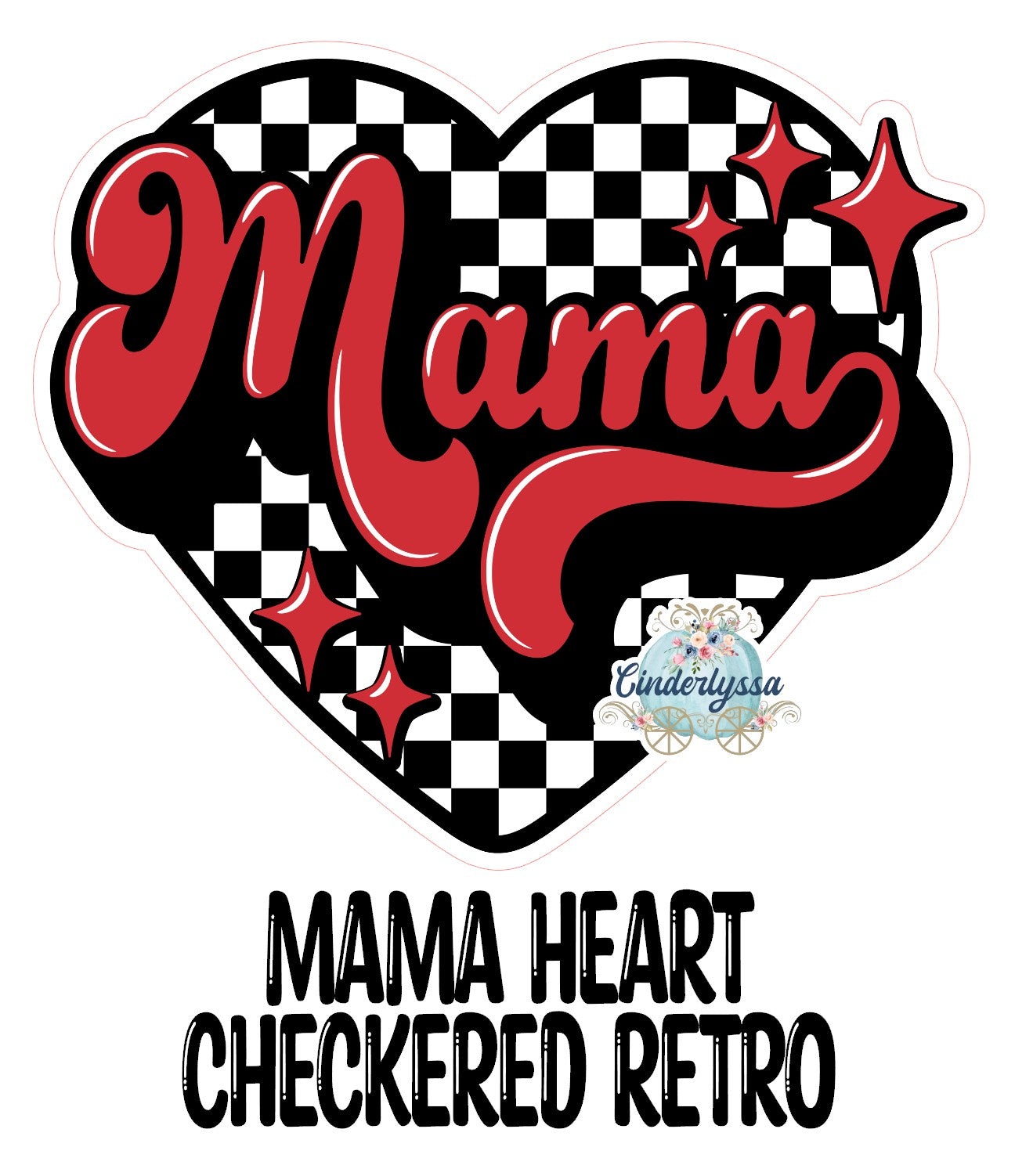 Mama Heart Checkered Retro Cardstock Silicone Mold, Aroma Bead Molds, Premium Cardstock Images