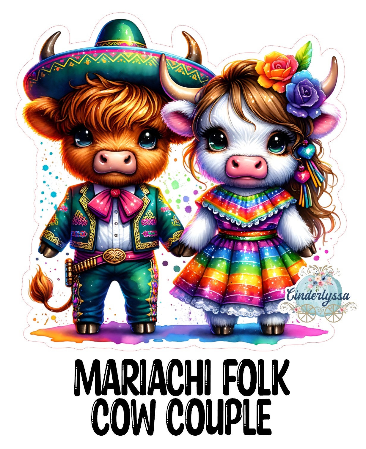 Mariachi Folk Cow Couple Cardstock Silicone Mold, Aroma Bead Molds, Premium Cardstock Images