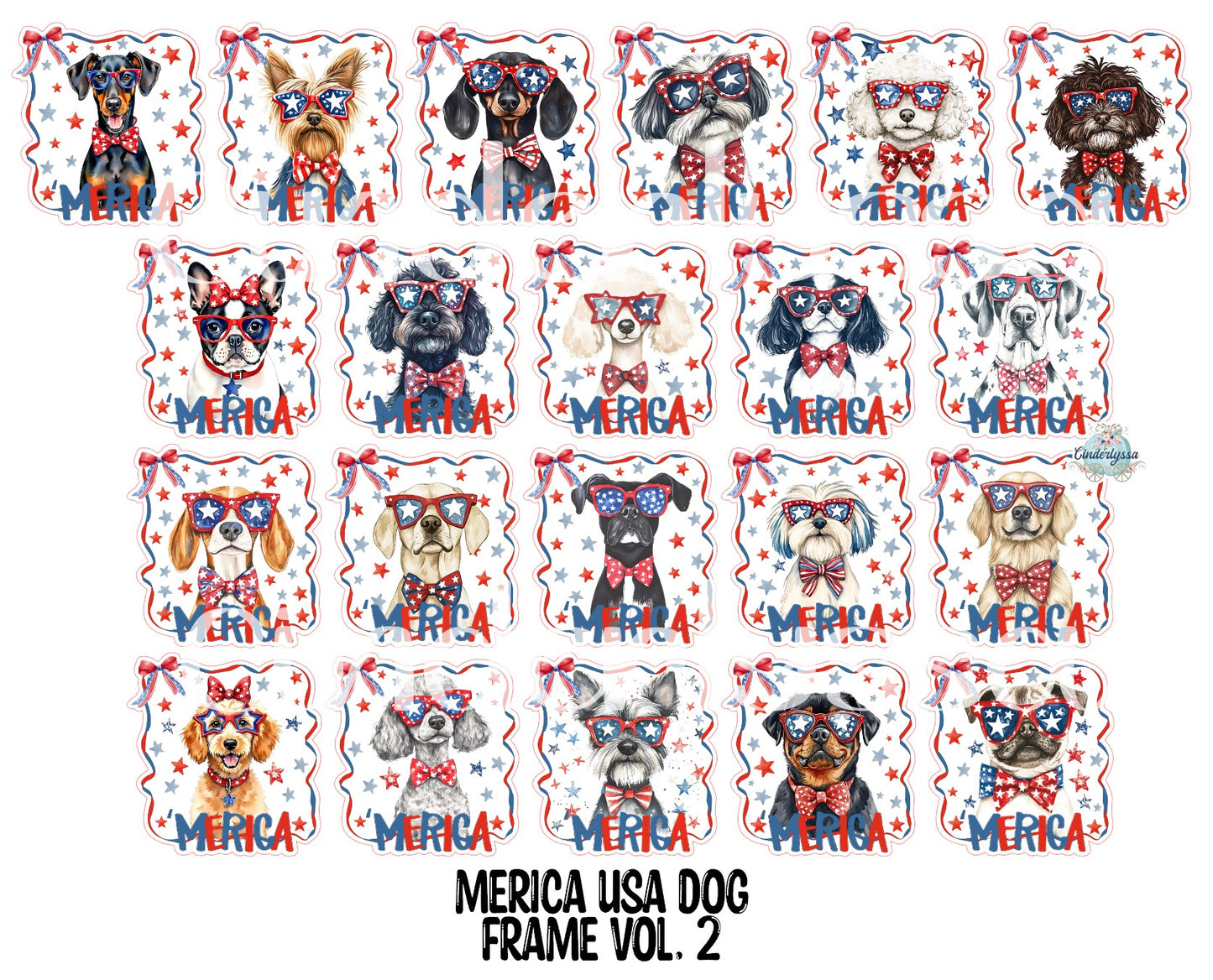 Merica USA Dog Frame Vol. 2 Cardstock Silicone Mold, Aroma Bead Molds, Premium Cardstock Images