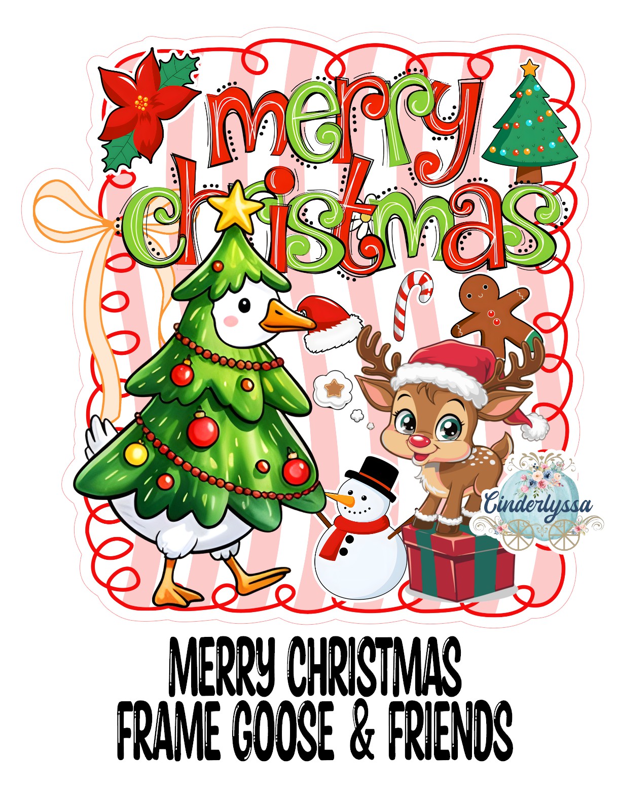 Merry Christmas Frame Goose & Friends Cardstock Silicone Mold, Aroma Bead Molds, Premium Cardstock Images