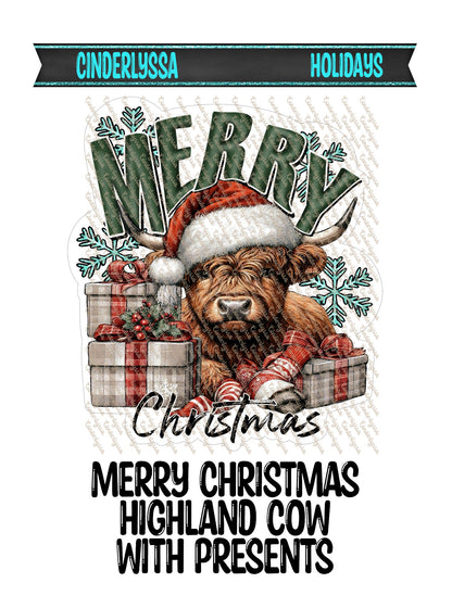 Merry Christmas Cow With Presents Cardstock Silicone Mold, Aroma Bead Molds