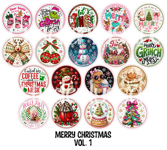 2.5 inch Round Merry Christmas Vol. 1 Cardstock Only - NO MOLD for Cardstock Silicone Mold, Premium Cardstock Images