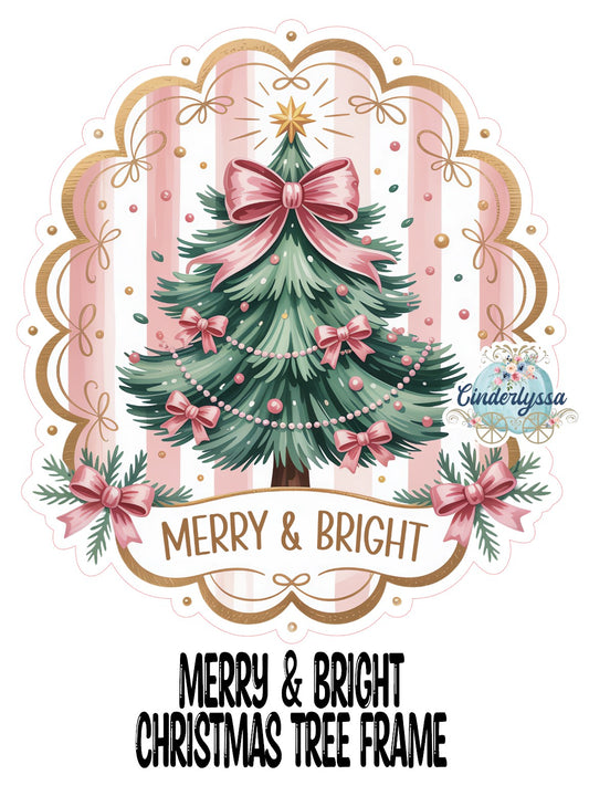 Merry & Bright Christmas Tree Frame for Cardstock Silicone Mold, Aroma Bead Molds, Premium Cardstock Images