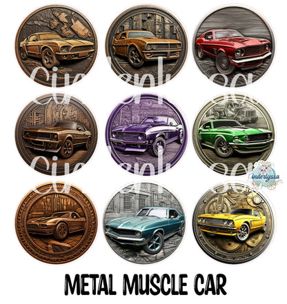 3.75 inch Round: Metal Muscle Car for Cardstock Silicone Mold, for Aroma Bead Molds, Premium Cardstock Images