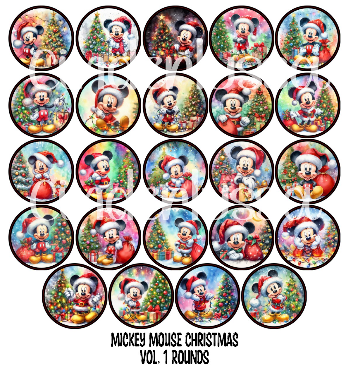 Mickey Mouse Christmas Vol. 1 Rounds Cardstock Only for freshies - NO MOLD for Aroma Bead Molds, Premium Cardstock Images