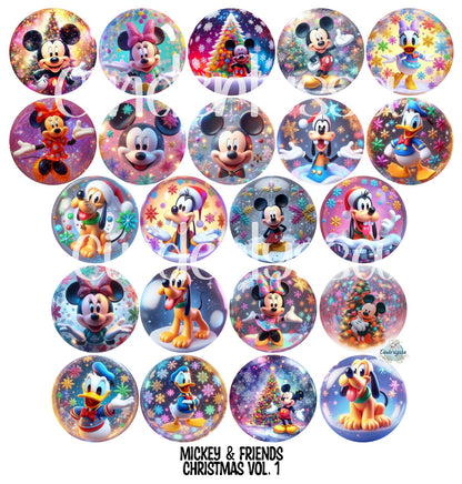 3.75 inch Round: Mickey & Friends Christmas Vol. 1  for Cardstock Silicone Mold, for Aroma Bead Molds, Premium Cardstock Images