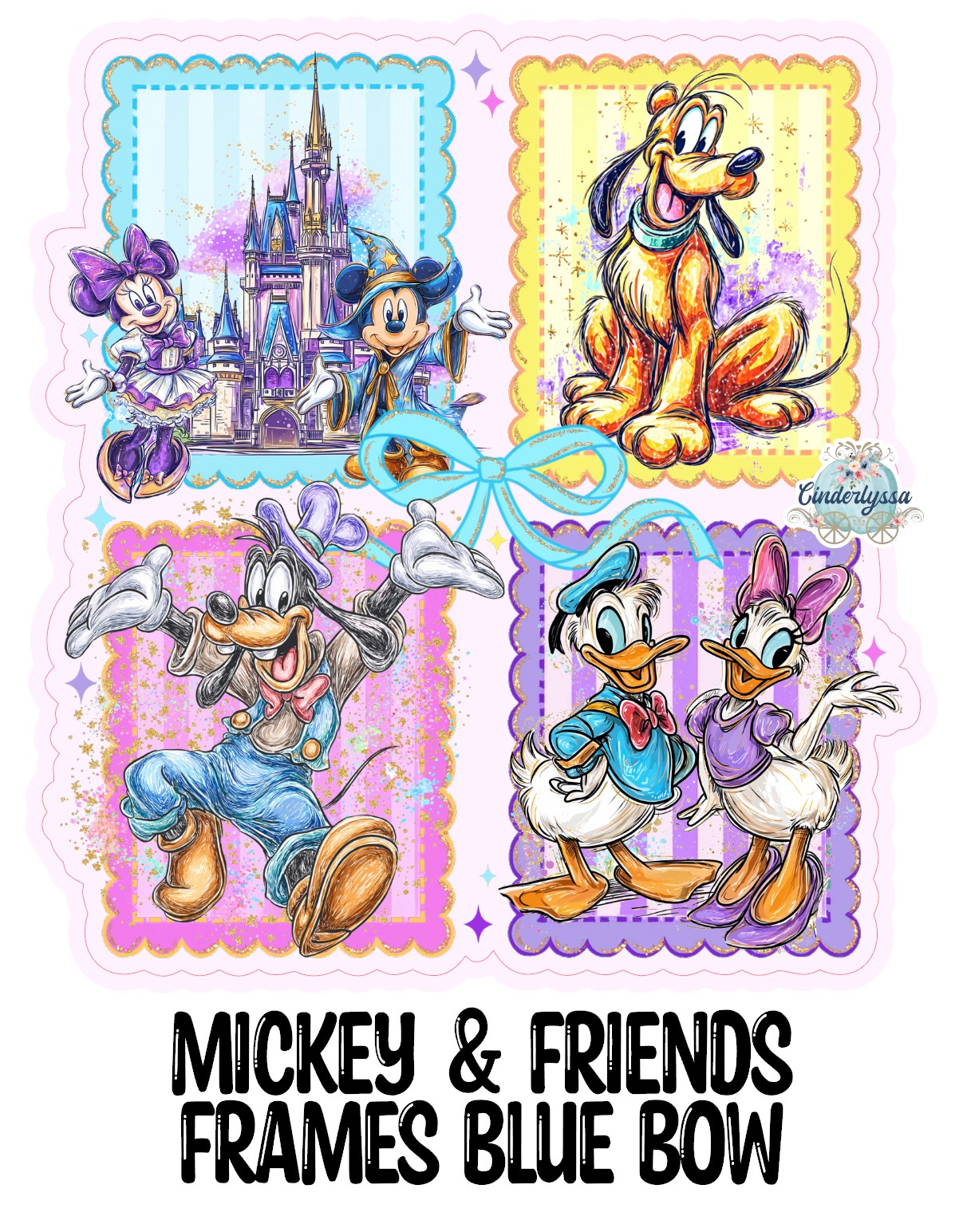 Mickey and Friends Frames Blue Bow Cardstock Silicone Mold, Aroma Bead Molds, Premium Cardstock Images