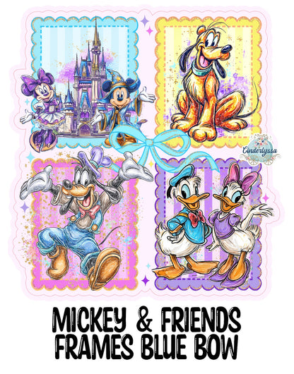 Mickey and Friends Frames Blue Bow Cardstock Silicone Mold, Aroma Bead Molds, Premium Cardstock Images
